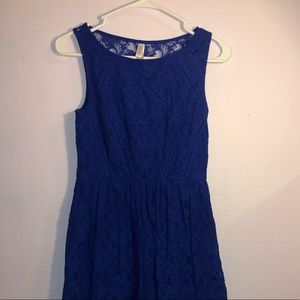 Royal blue sleeveless lace dress